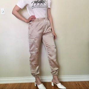 MISSGUIDED Satin Jogger Pants, size L (35 inches)